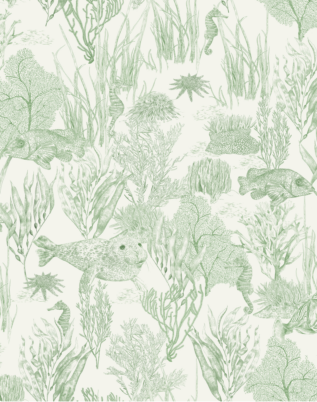 Seaview Mural, Moss Green