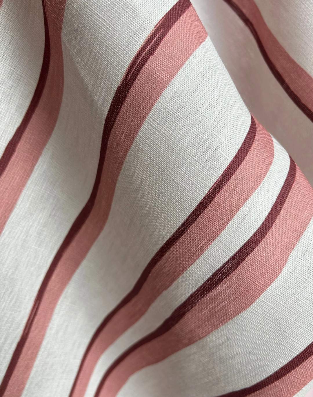 Somerset Stripes, Pink - Linen Fabric