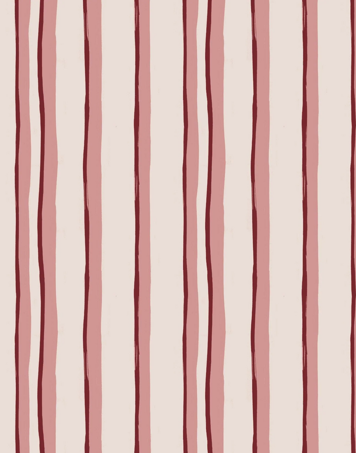 Somerset Stripes, Pink - Linen Fabric