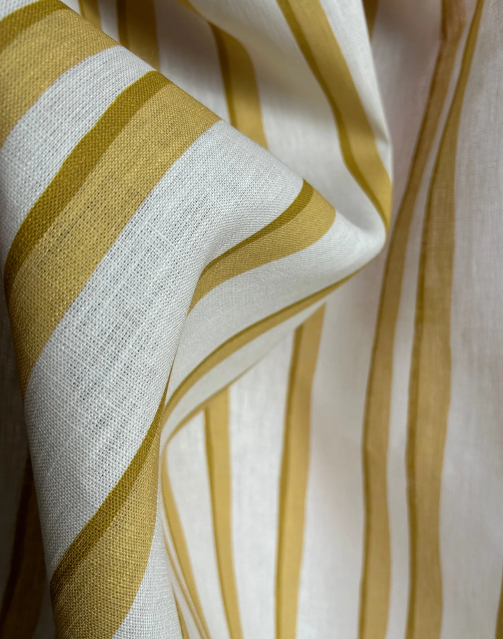 Somerset Stripes, Yellow - Linen Fabric