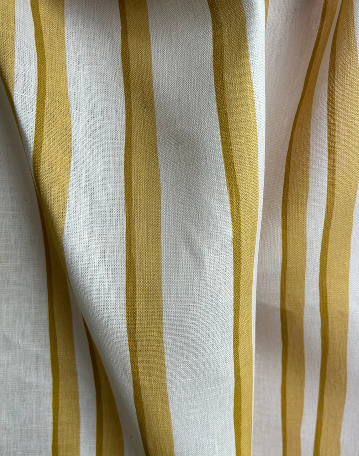 Somerset Stripes, Yellow - Linen Fabric