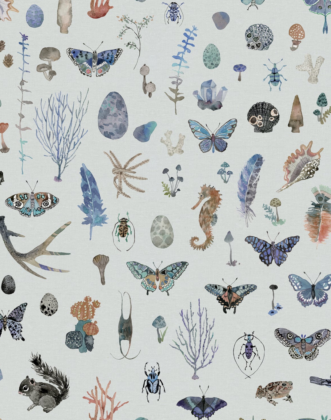 Specimens, Blue - Linen Fabric