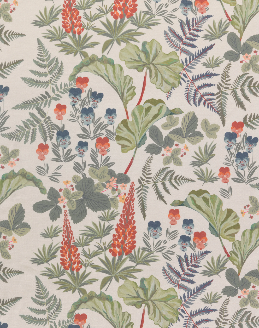 Strawberry Fields, Olive - Linen Fabric