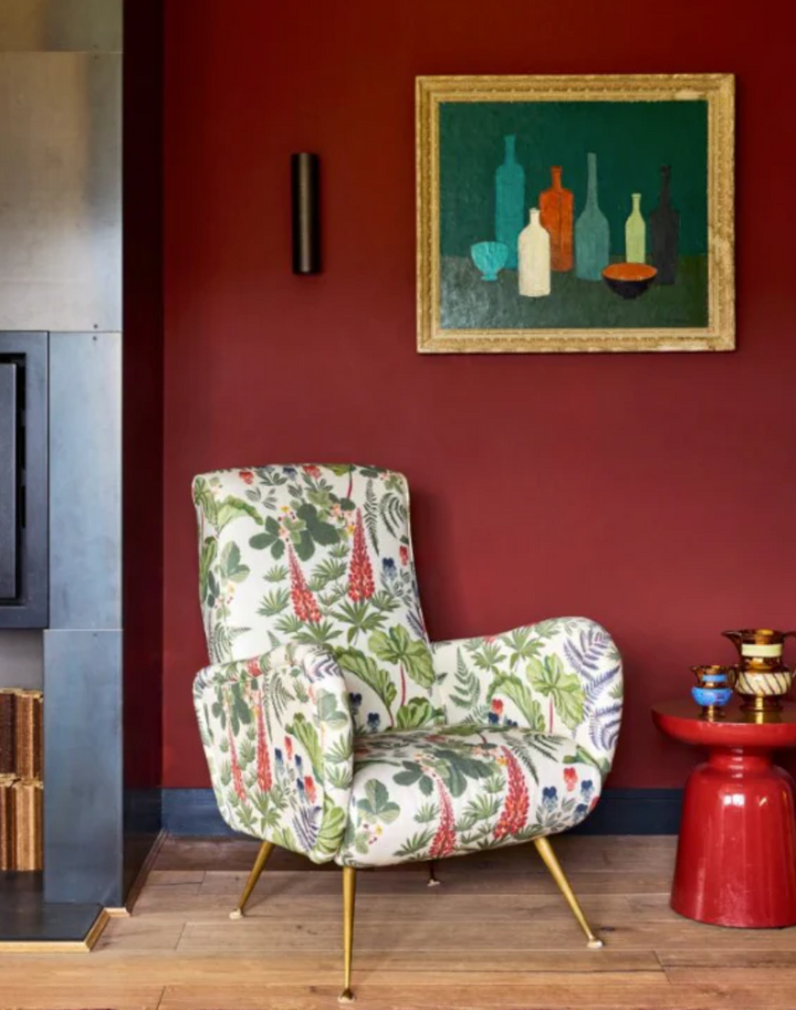 Strawberry Fields, Olive - Linen Fabric