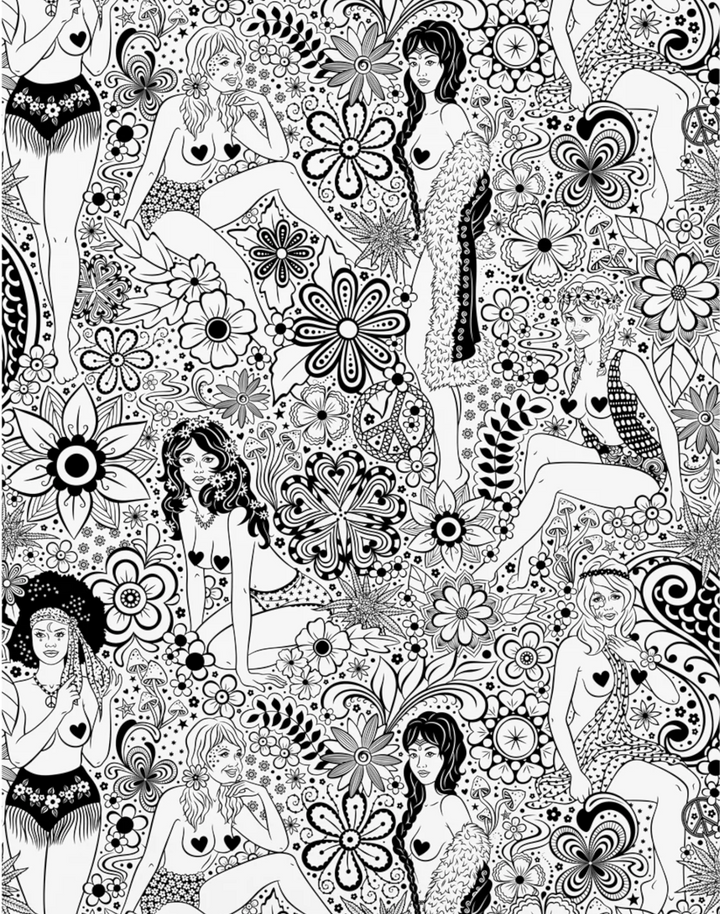 Summer of Love Wallpaper, Black & White