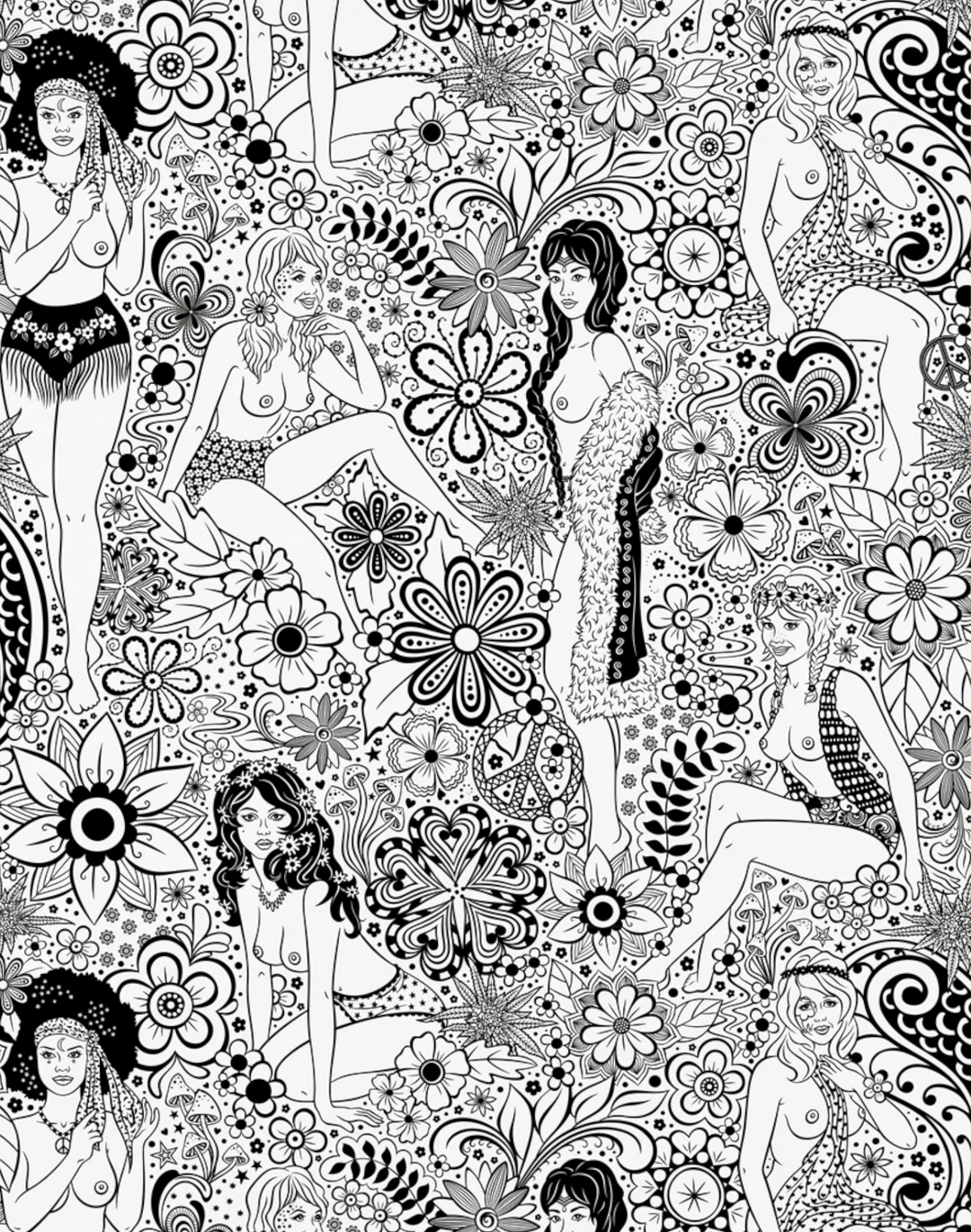 Summer of Love Wallpaper, Black & White