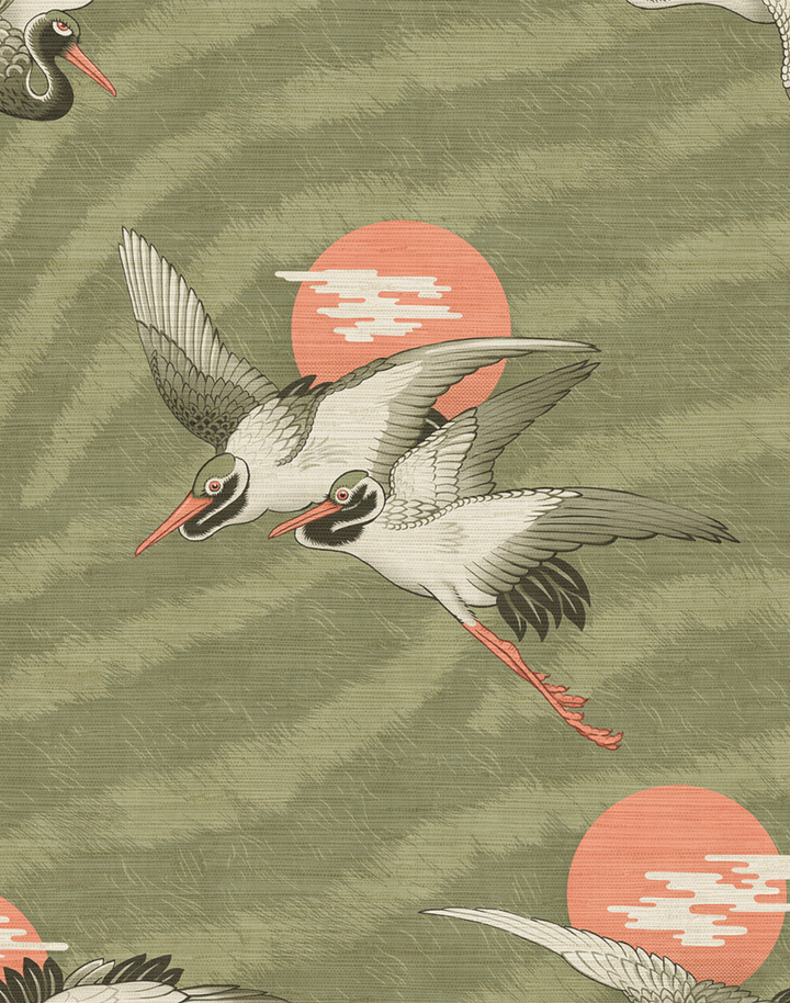 Sunset Dreams Grasscloth, Martini Olive