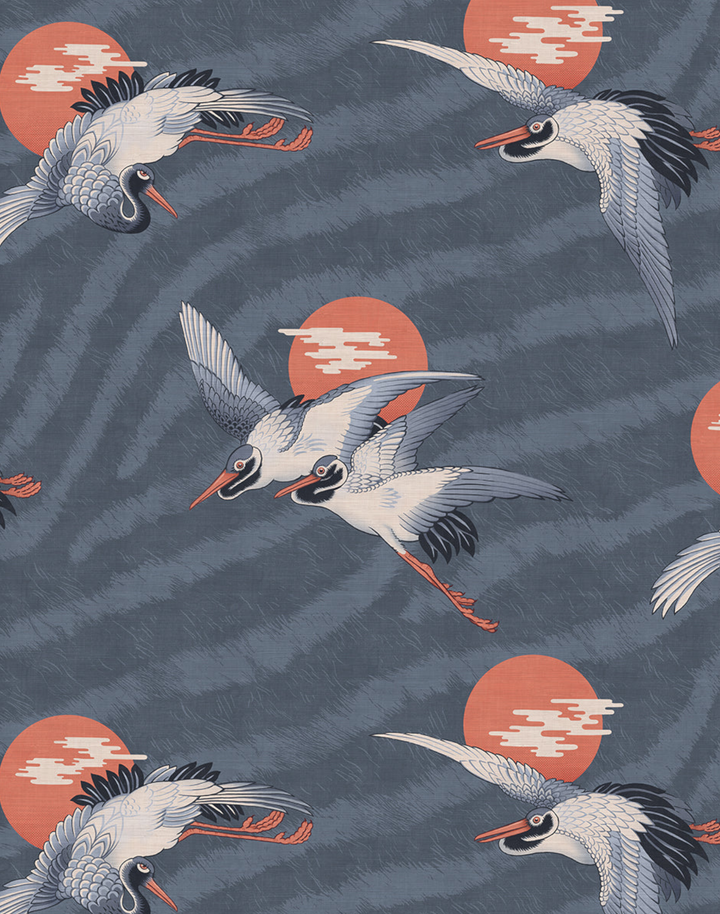 Sunset Dreams Grasscloth, Negroni Blu
