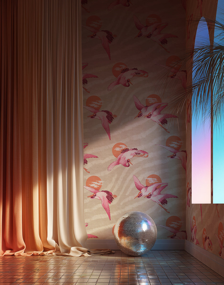Sunset Dreams Grasscloth, Orange Spritz