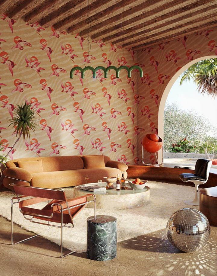 Sunset Dreams Grasscloth, Orange Spritz