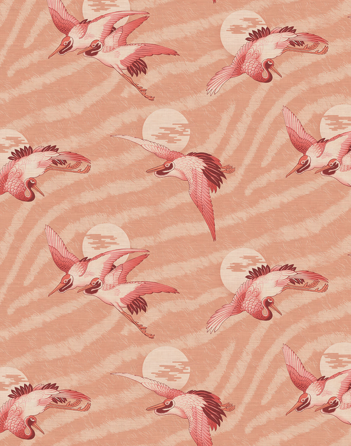 Sunset Dreams Grasscloth, Peach Paloma
