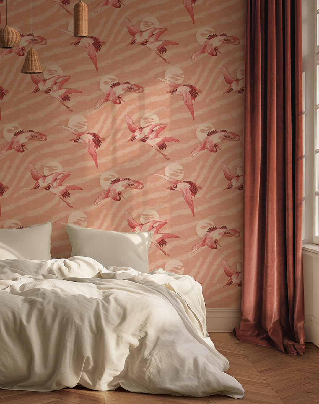 Sunset Dreams Grasscloth, Peach Paloma