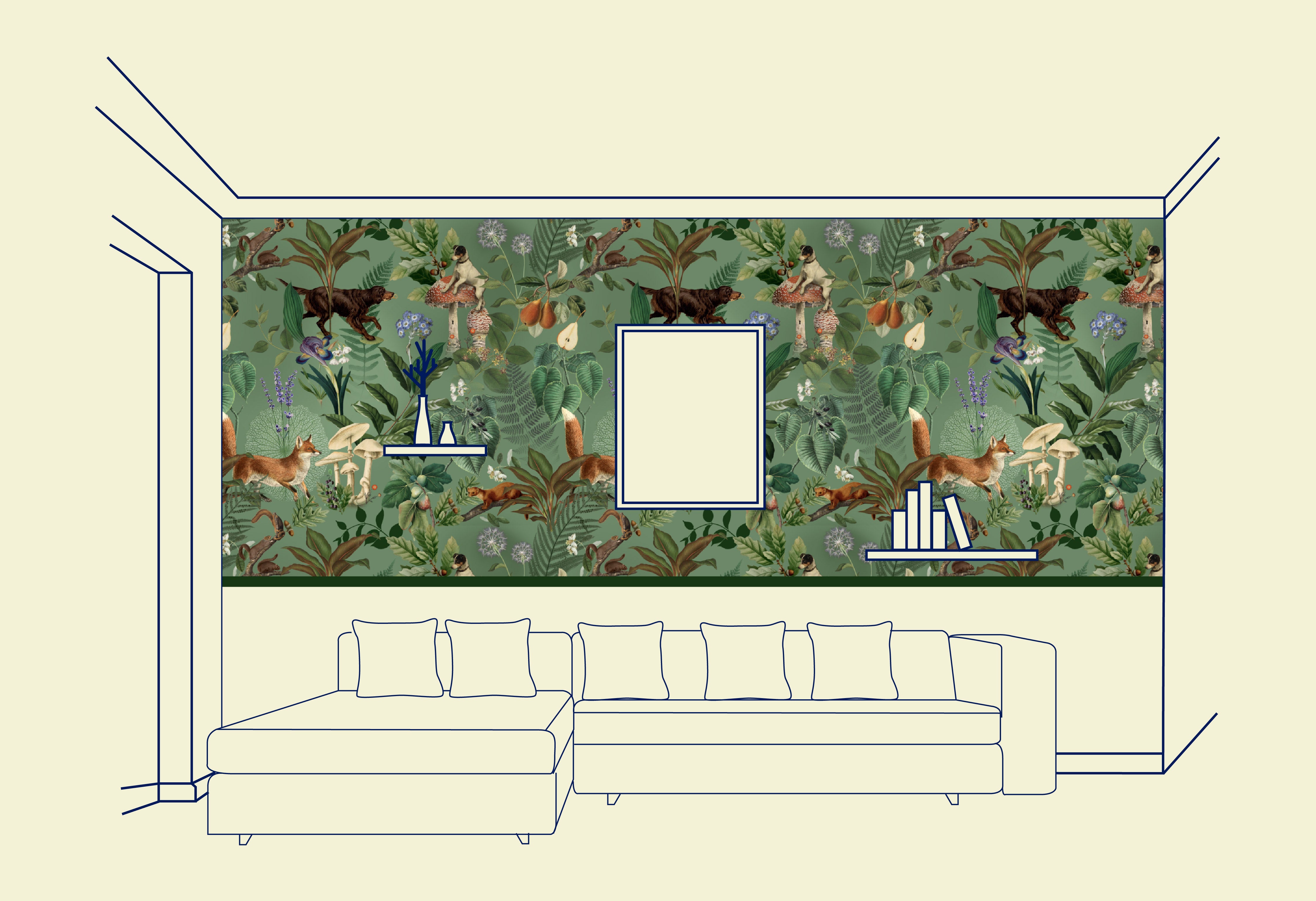 The Forest, Dark Green Wallfabric – The Pattern Collective