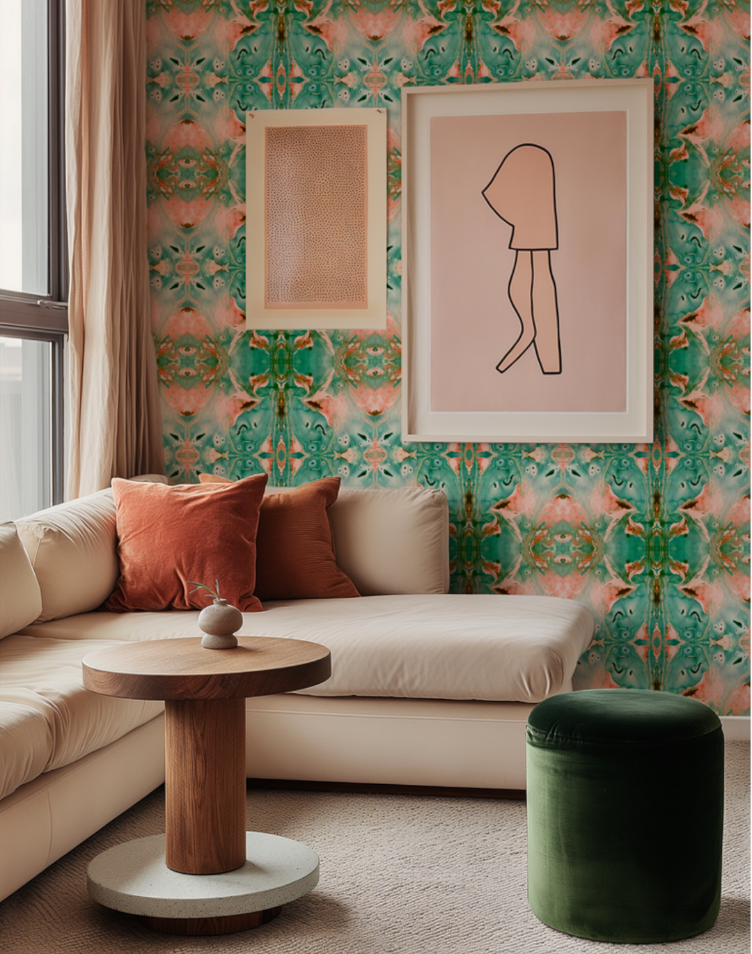 Teal Damask