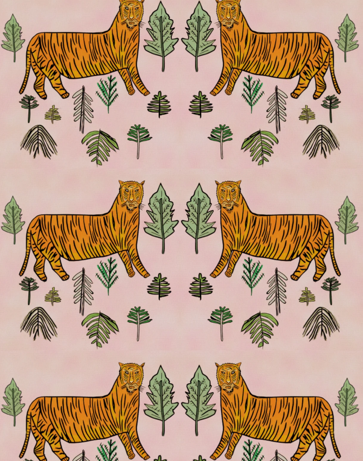 Tiger Tiger, Morganite - Linen Fabric