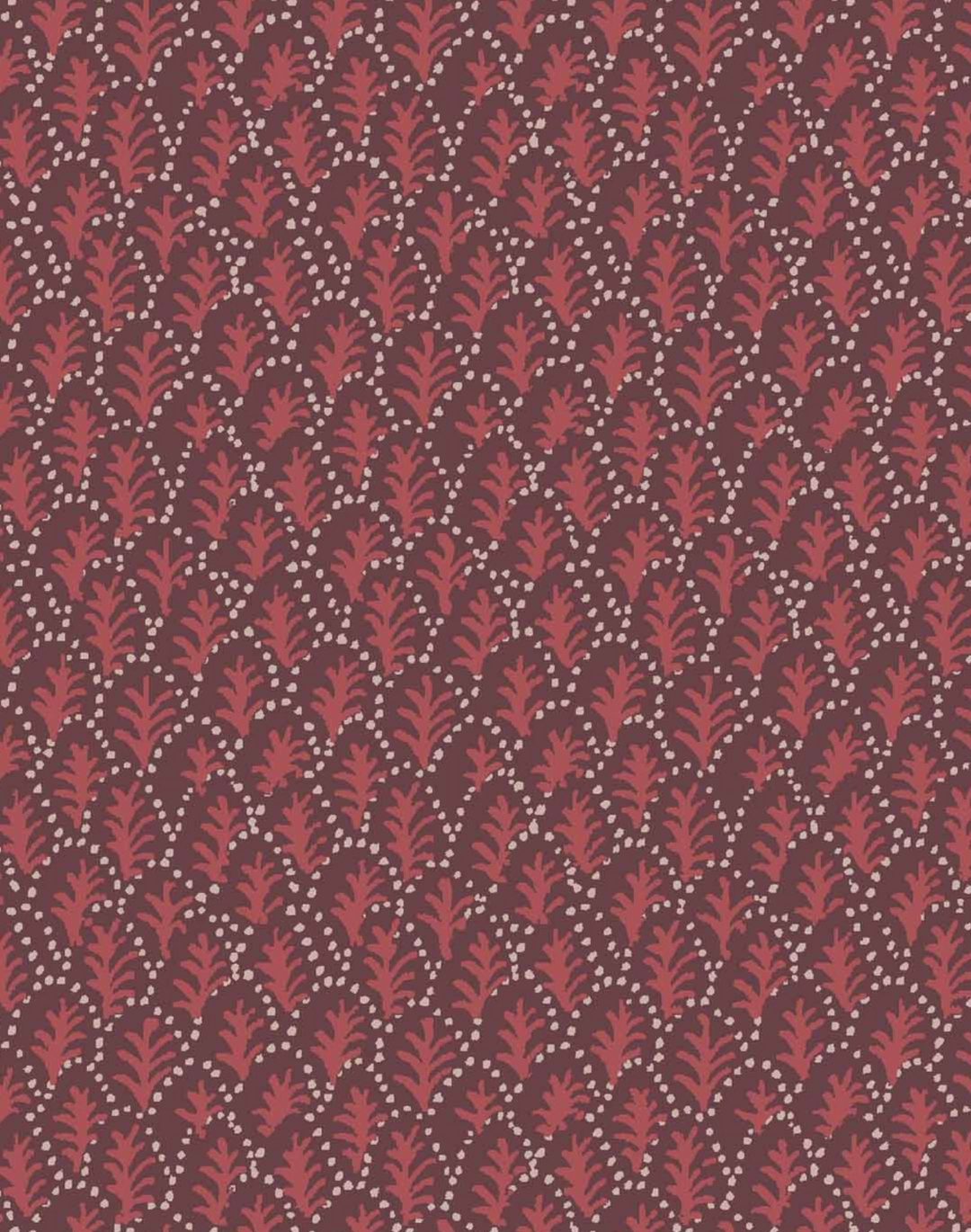 Trees II, Crimson - Linen Fabric