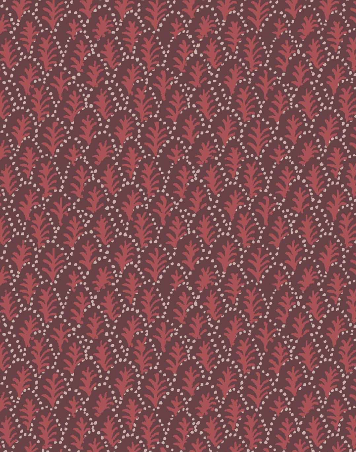 Trees II, Crimson - Linen Fabric