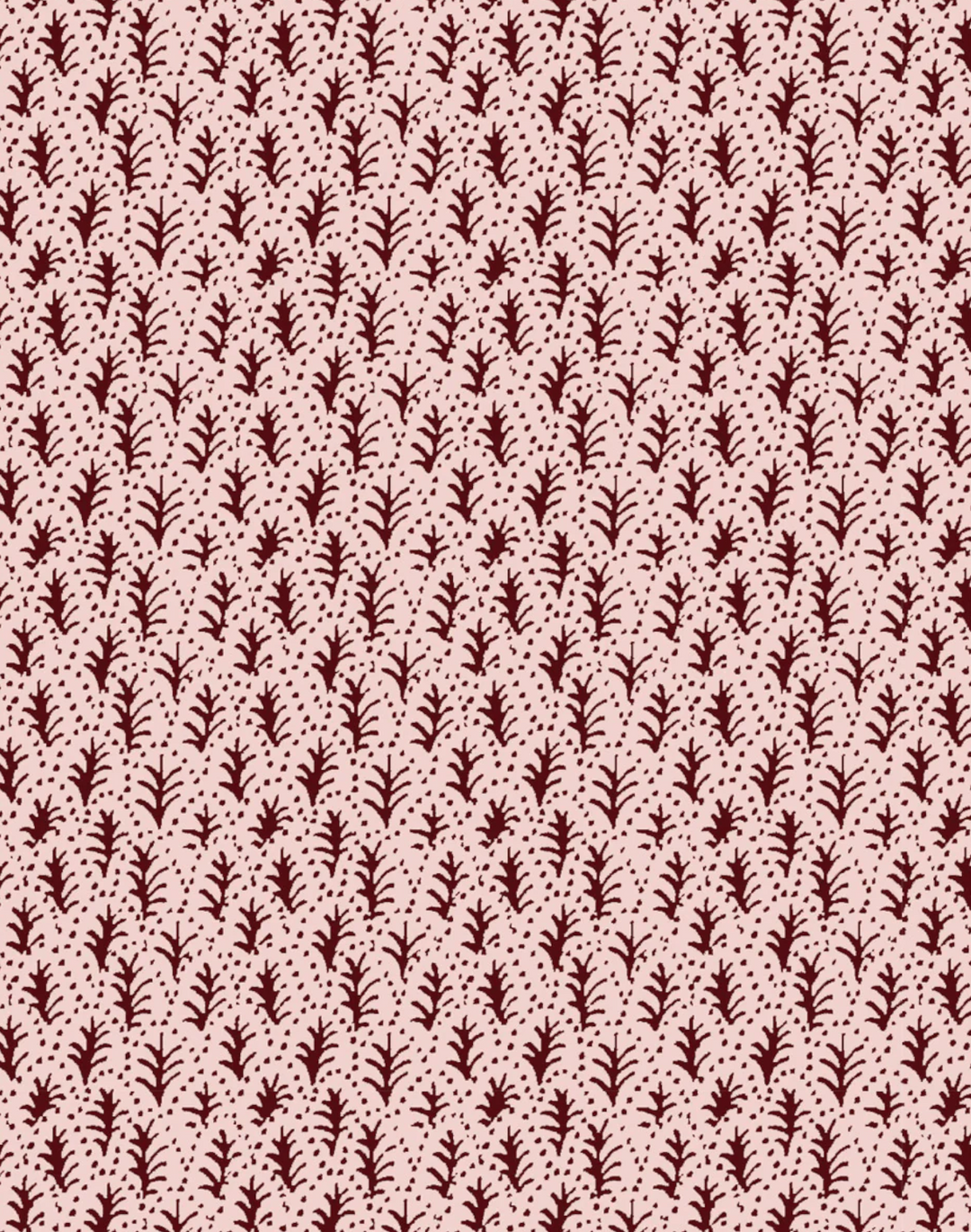 Trees I, Rose Crimson - Linen Fabric