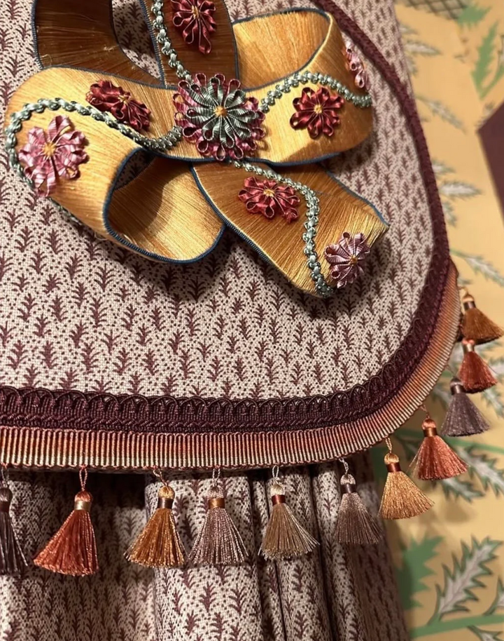 Trees I, Rose Crimson - Linen Fabric