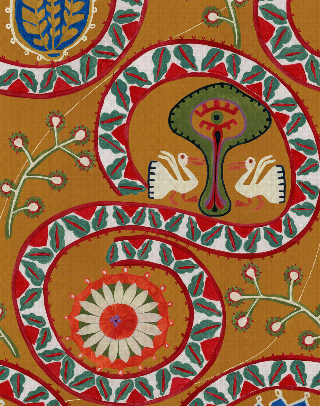 Two Storks, Ochre