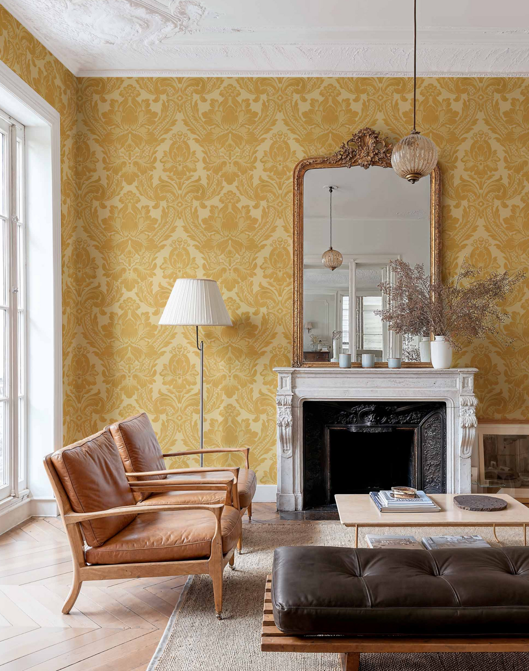 Venetian Damask, Mustard D00106