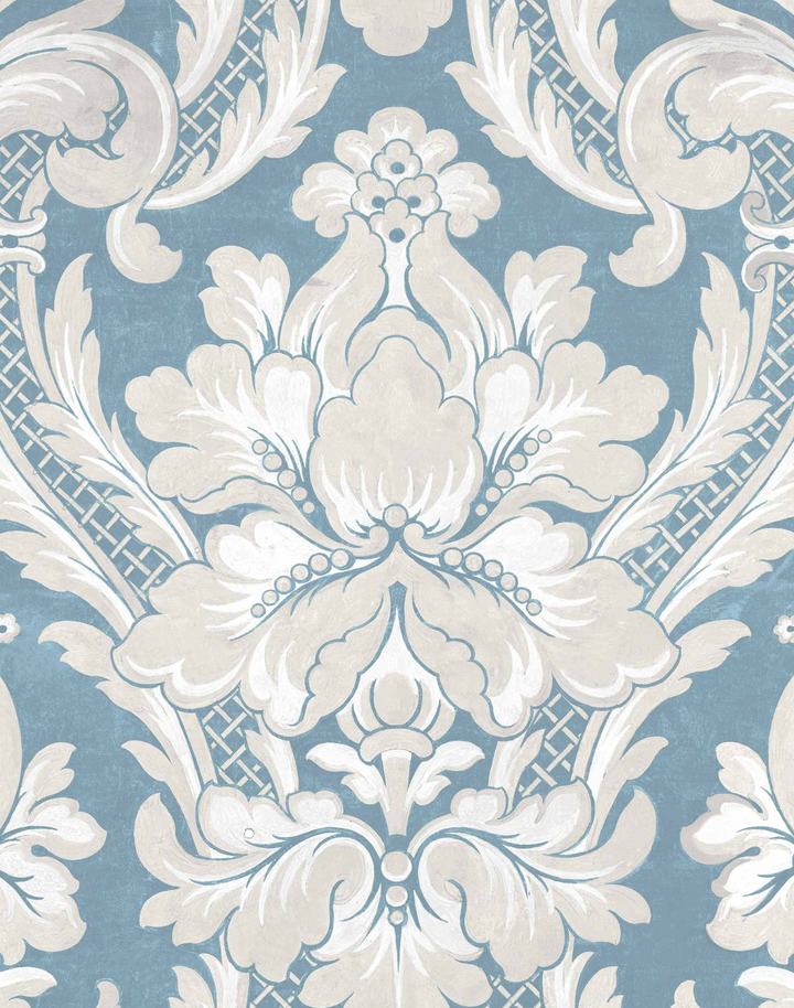 Venetian Damask, Sapphire D00107