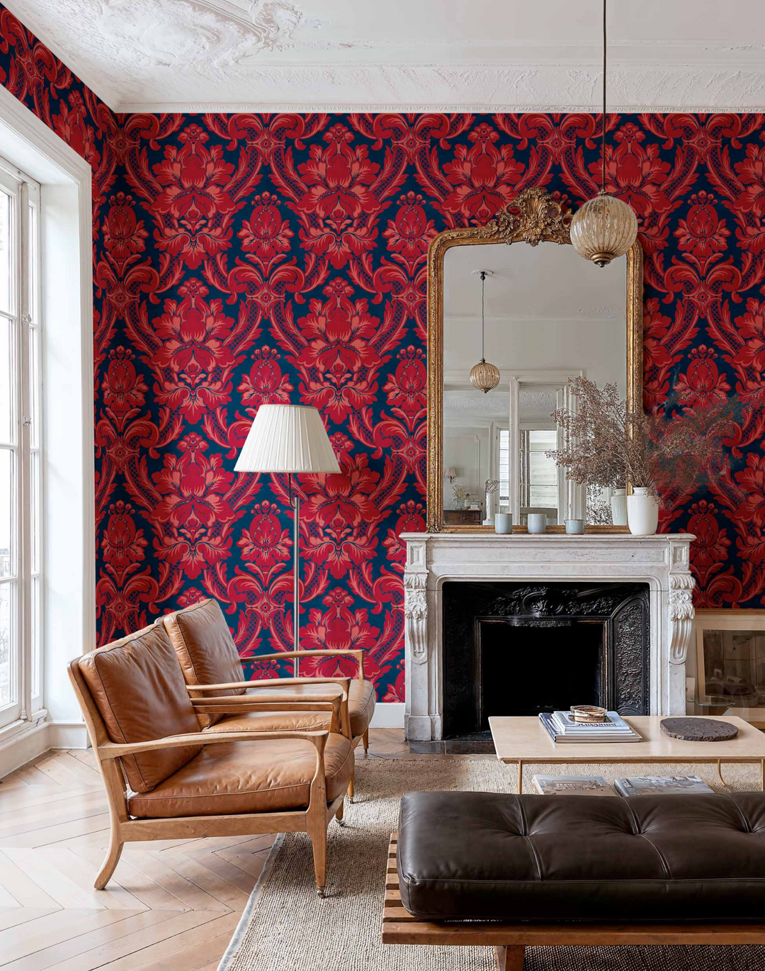Venetian Damask, Vermilion D00110