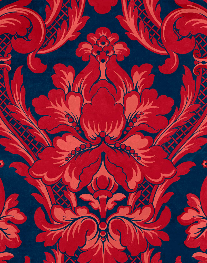 Venetian Damask, Vermilion D00110
