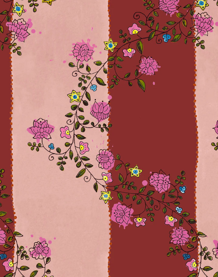 Vine Blots, Crimson & Fuchsia Blaze