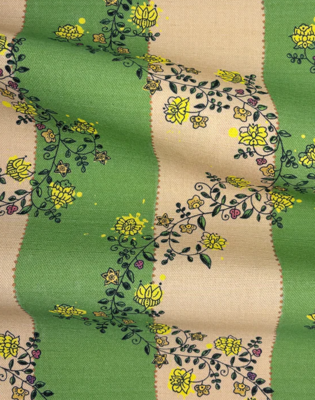 Vine Blots Fabric, Apple & Sand