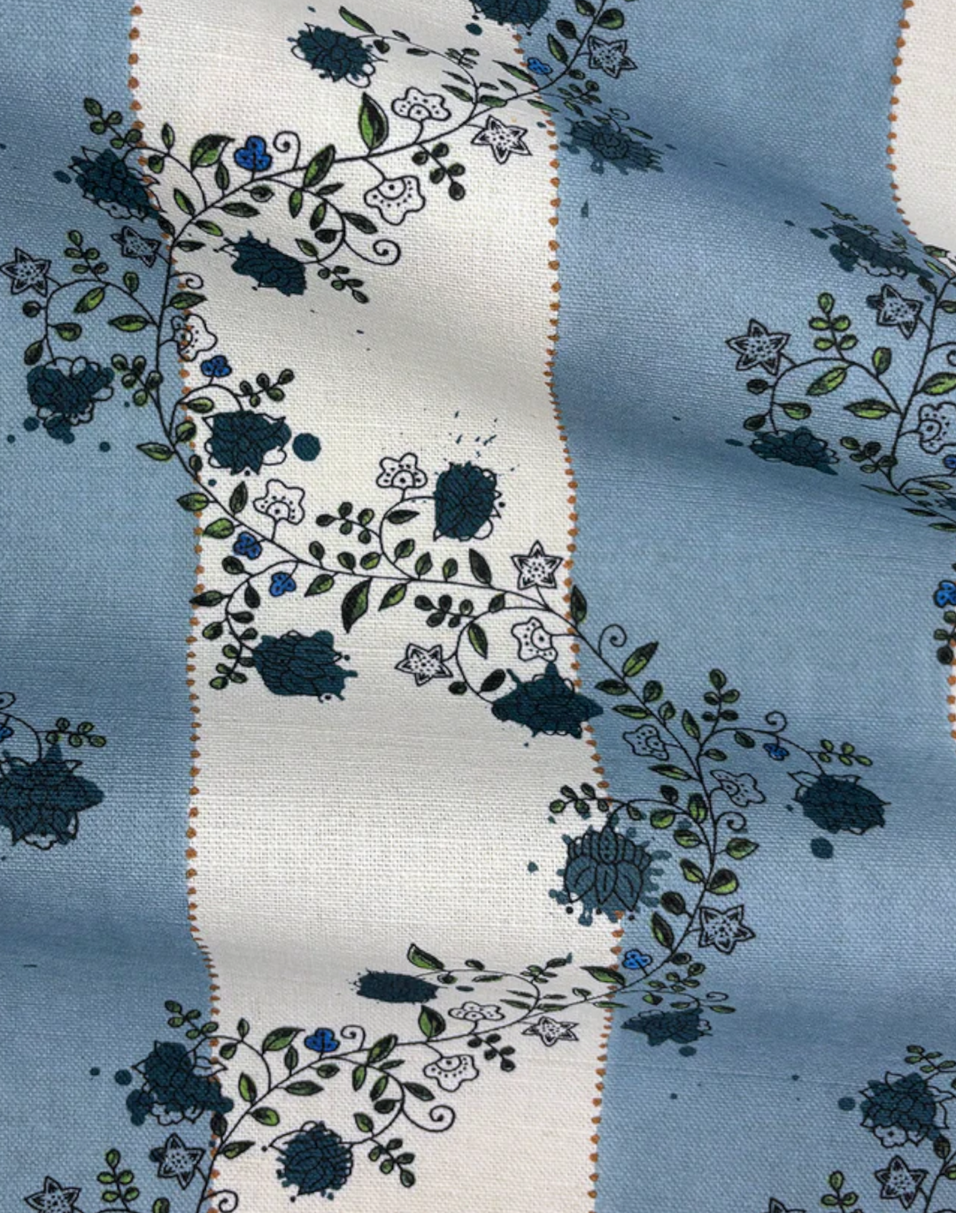 Vine Blots Fabric, Dusty Blue