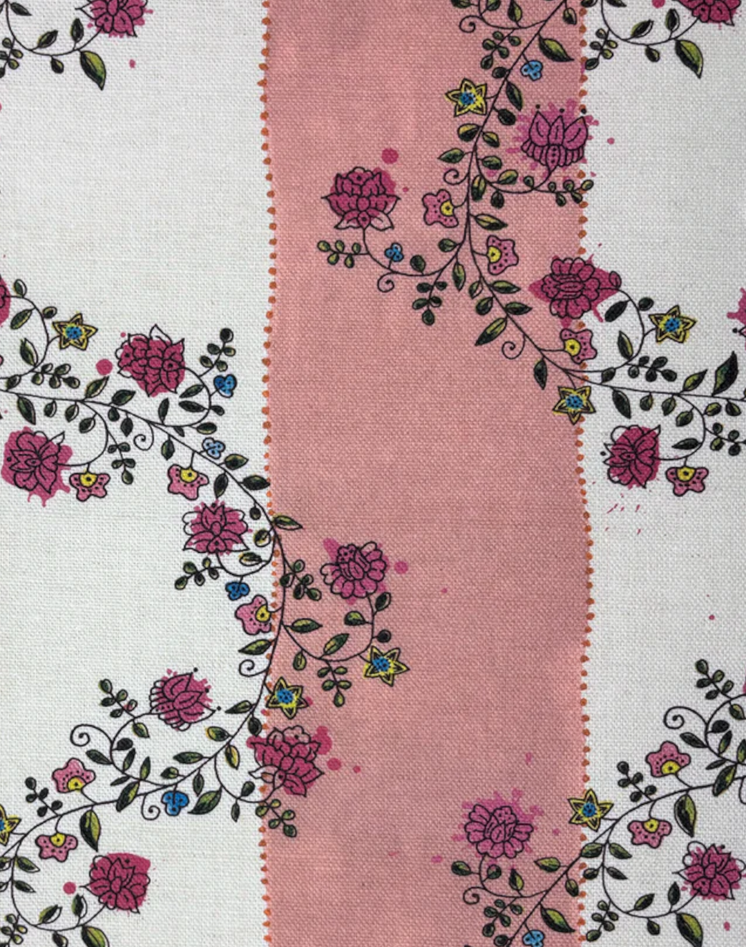 Vine Blots Fabric, Fuchsia Blaze