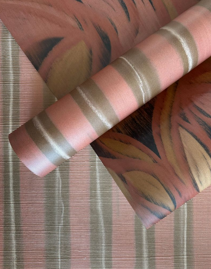 Wayward Stripes Grasscloth, Blush + Bashful