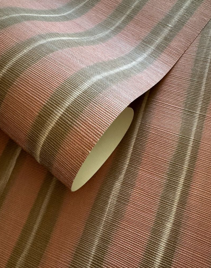 Wayward Stripes Grasscloth, Blush + Bashful