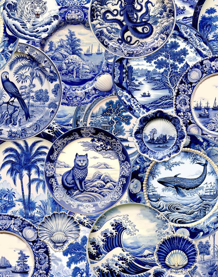 Whimsical Willow Plates, Blue & White