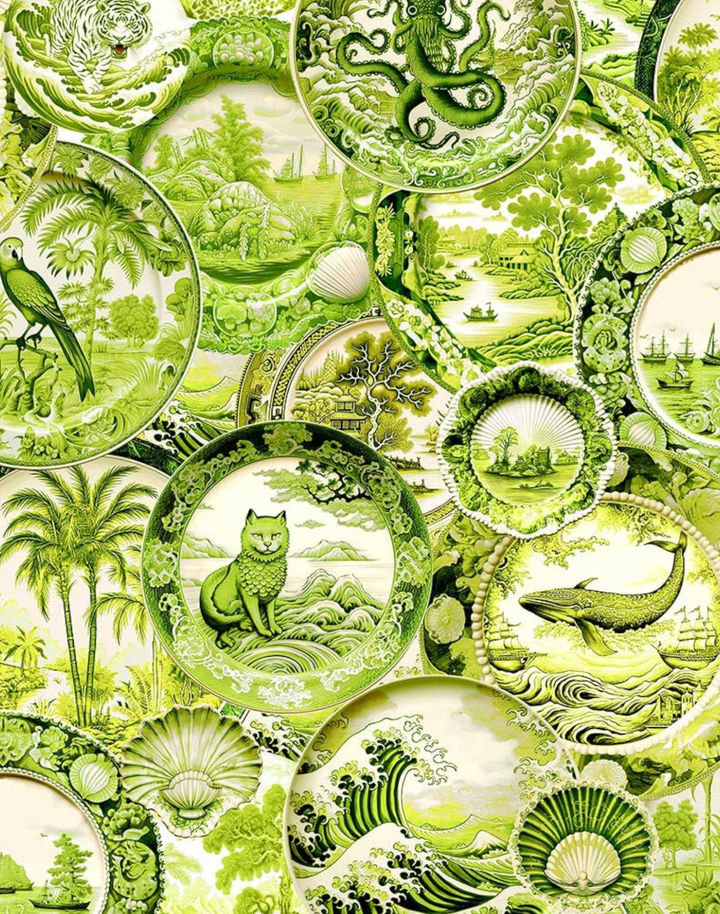 Whimsical Willow Plates, Chartreuse