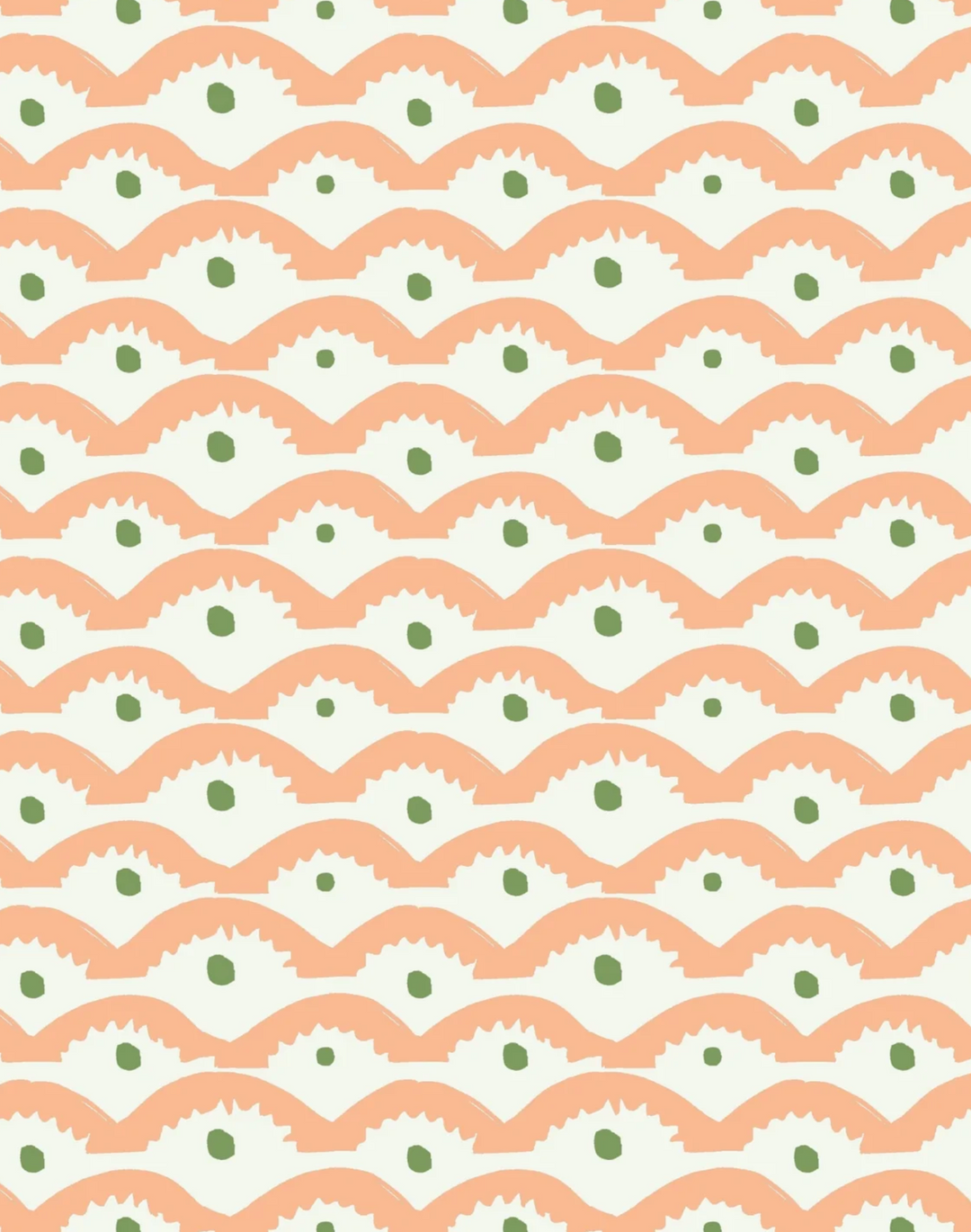 Wiggly Squiggly, Peachy - Linen Fabric