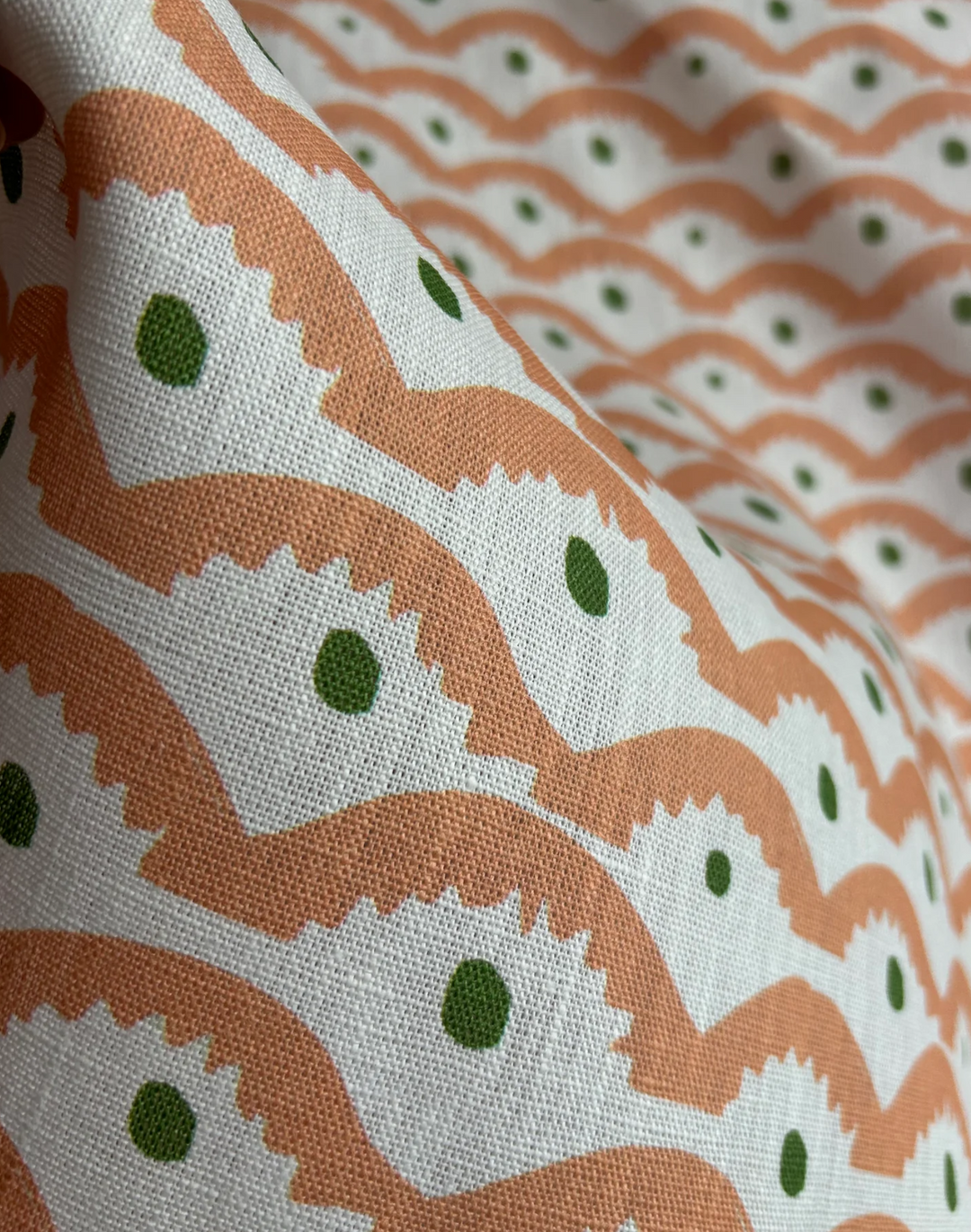 Wiggly Squiggly, Peachy - Linen Fabric