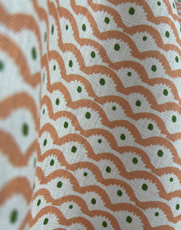 Wiggly Squiggly, Peachy - Linen Fabric