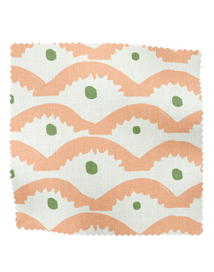 Wiggly Squiggly, Peachy - Linen Fabric
