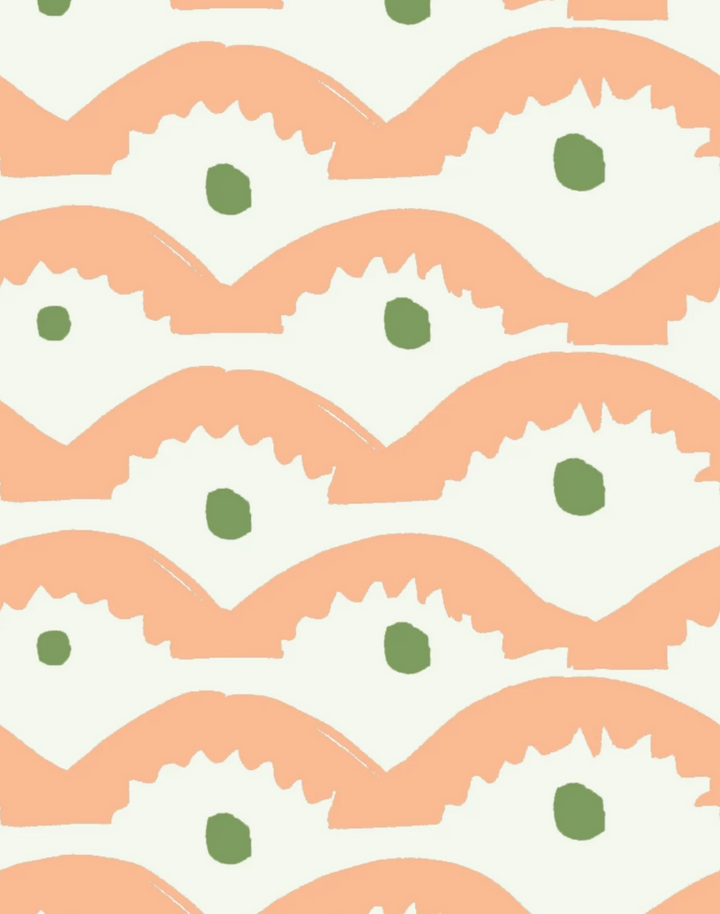 Wiggly Squiggly, Peachy - Linen Fabric