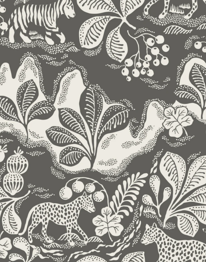 Wild at Heart Linen Fabric, Black