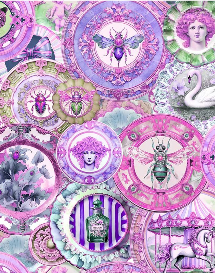 Wonderland Plates, Pink and Lilac