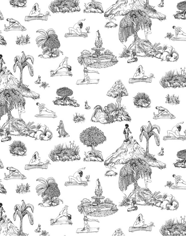 Yoga Garden Toile, Black on White