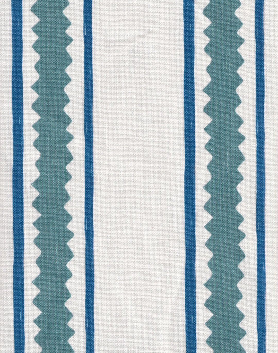 Zig and Zag, Blue - Linen Fabric