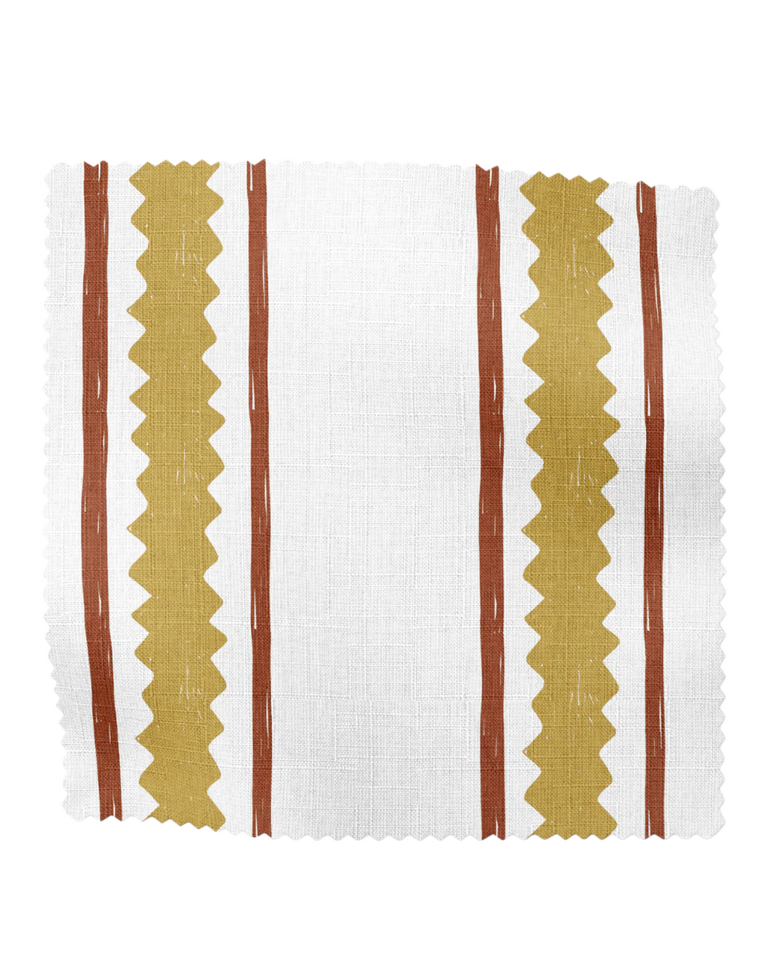 Zig and Zag, Mustard - Linen Fabric