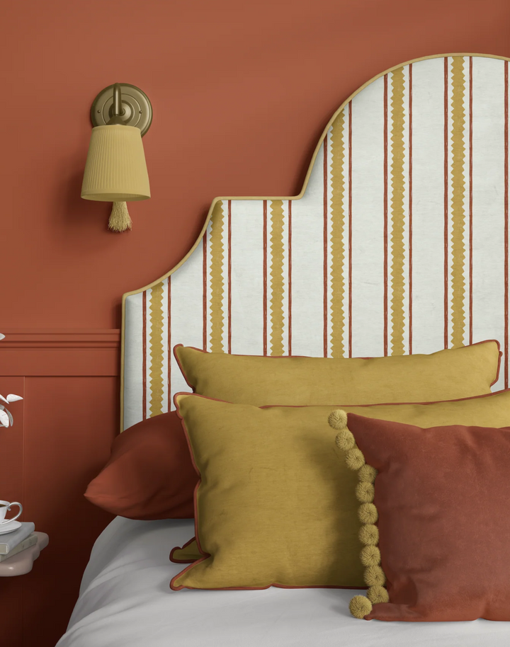 Zig and Zag, Mustard - Linen Fabric