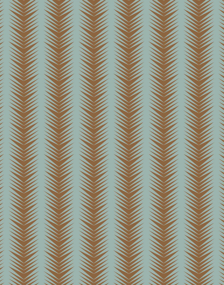 Ziggy, Terracotta Aqua - Linen Fabric