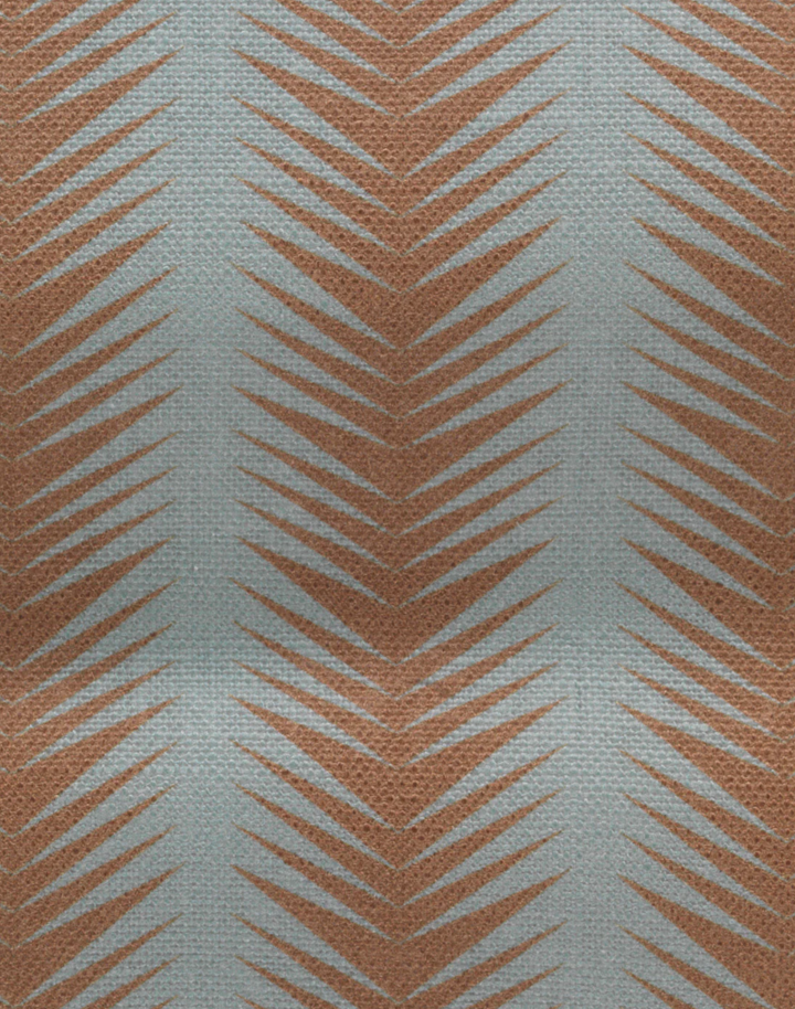 Ziggy, Terracotta Aqua - Linen Fabric