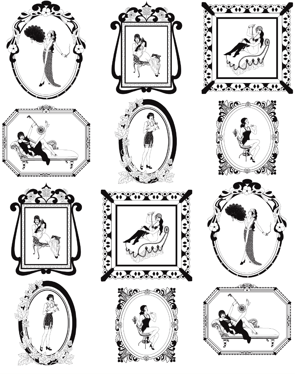 1920's Glamour Wallpaper, Black & White